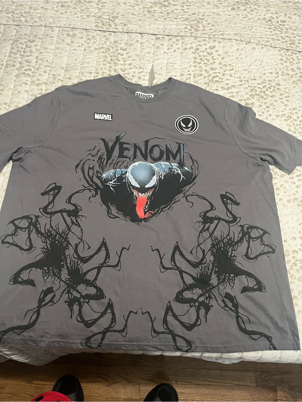 Marvel Venom Tee in Gray with Red Accent